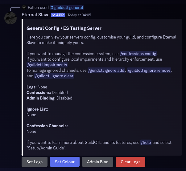 General Panel - ES Server Config